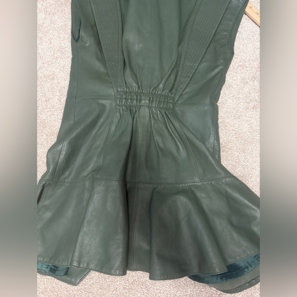 Retrofete - Jessica Leather Mini Dress - Army Green - size Small - Gorgeous Cond - Picture 13 of 16
